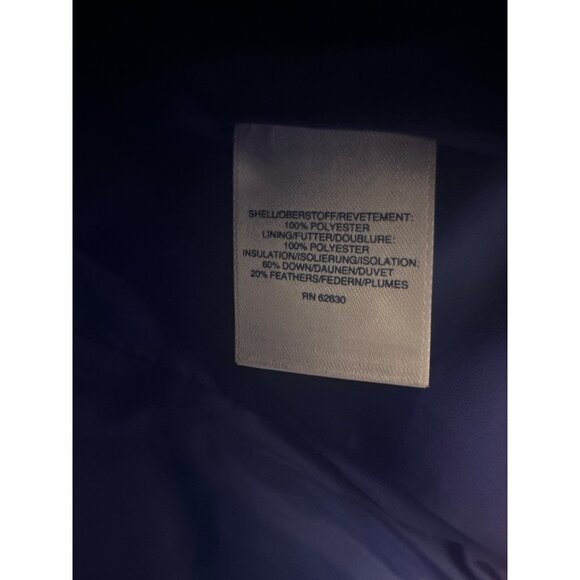 Lands End Womans Puffer Jacket Med Blue Polyester Down Feather Warm Winter Coat - Picture 3 of 4